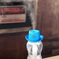 PIUPIU Mini Cowboy Hats USB Mist Water Bottle Humidifier Portable Ultrasonic Sprayer Essential Oil Aroma Diffuser for Car Yoga Office Bedroom 3 Hours Auto Power Off (Blue) - B073TZYZDX